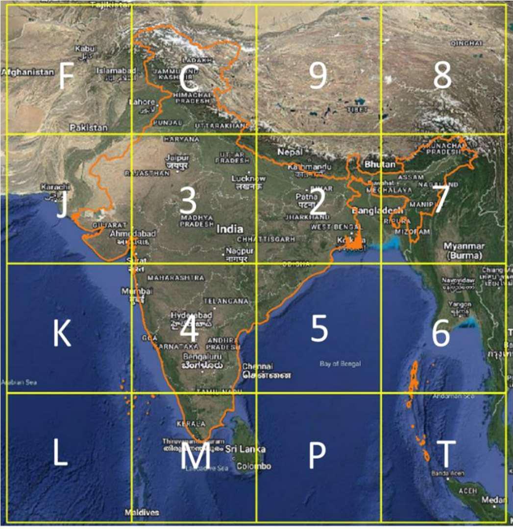 DIGIPIN Level-1 Grid overlay on India map